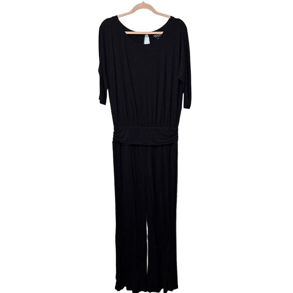 Soft Surroundings Black Romper‎ Jumpsuit Wide Leg Womens Size Med Jersey